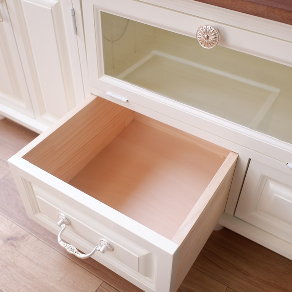 ろくろ脚のテレビ（ＴＶ）ボード ミルキーホワイト×ミディアムブラウン ＴＶ