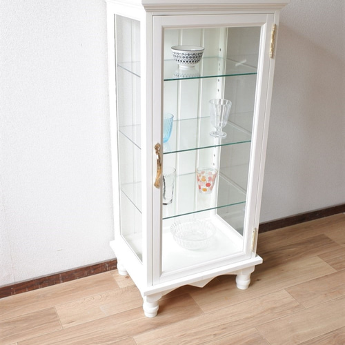 キャビネット 白 おしゃれ 木製 扉付き キャビネットガラス 幅76cm