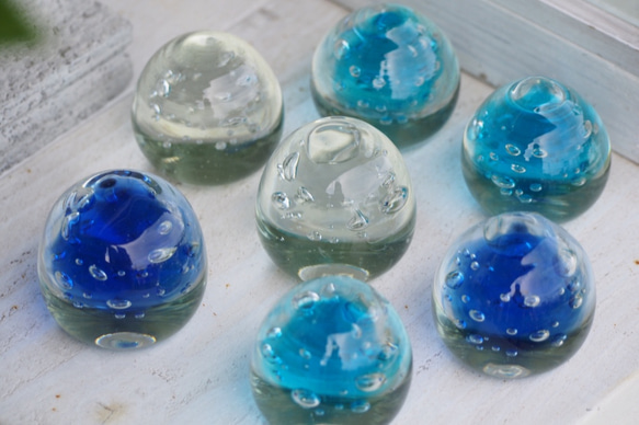 雨滴鎮紙迷你「琉球玻璃」（雨滴鎮紙） 第2張的照片