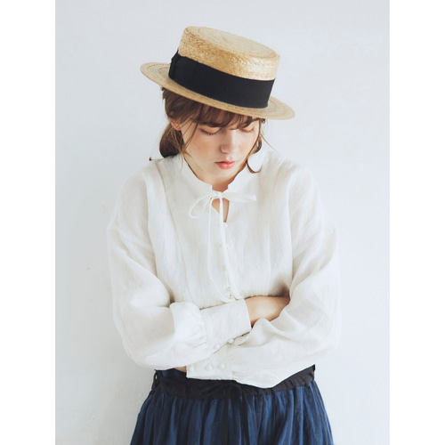 MAGALI マガリ シャンブレーリネン ファーマー プルオーバー ブラウス MAGALI マガリ シャンブレーリネン ファーマー プルオーバー