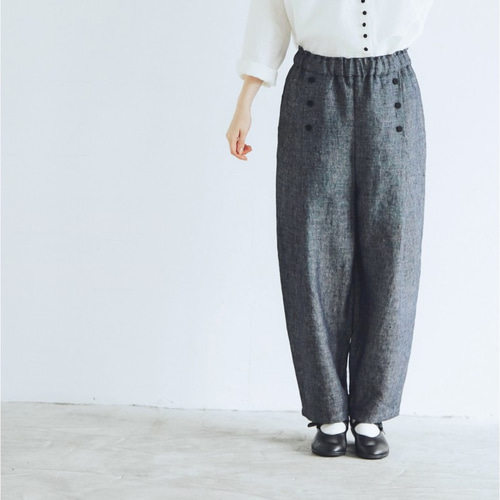 MAGALI ツイルリネンマリンパンツ デニムブルー ツイルリネン・マリン