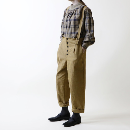 マガリ MAGALI フレンチリネン＆コットン　サスペンダーパンツ 楽天市場】【30%OFF】MAGALI マガリ 炭染め リネン コットン