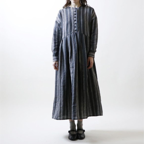 フレンチストライプリネン・ワンピース/チャコール ワンピース MAGALI  