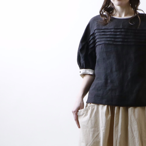 MAGALI バルーン袖 クルーネックTシャツ charcoal MAGALI バルーン袖 クルーネックTシャツ charcoal