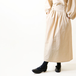 硫化染めコットン・ギャザースカート／アイボリー 1枚目の画像