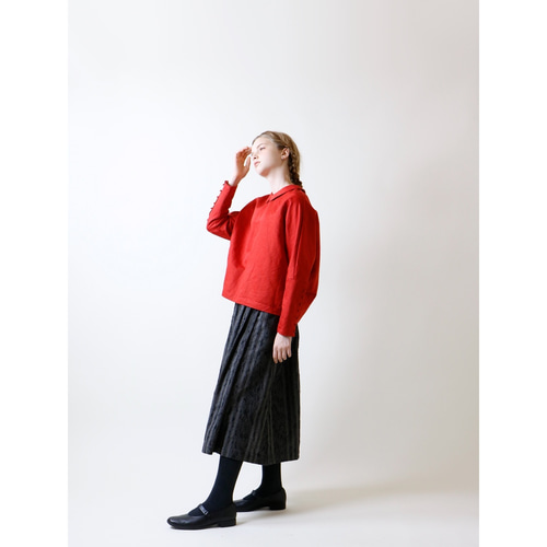 MAGALI スーピマコットン&フレンチリネン　プルオーバーブラウス スーピマコットン＆フレンチリネン・プルオーバーブラウス／レッド