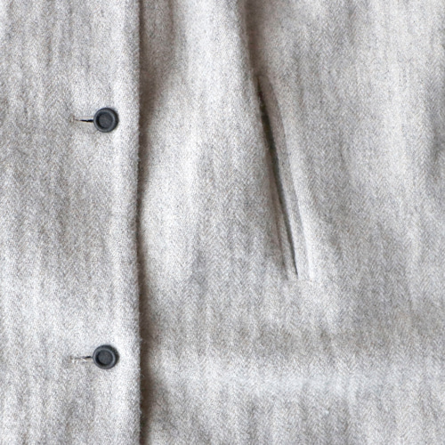 ウールリネン・ヘリンボーン・ダブルボタン・コート／グレー コート