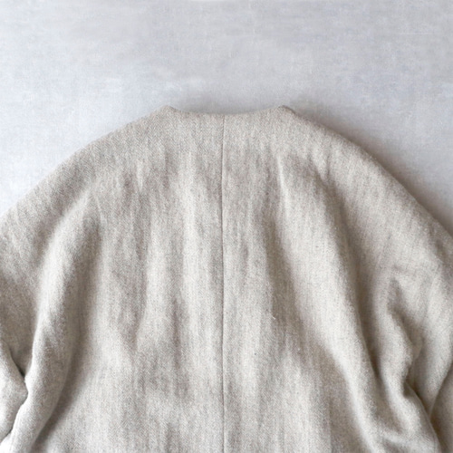 ウールリネン・ヘリンボーン・ダブルボタン・コート／グレー コート