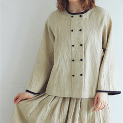 トリプルウォッシュリネン・ダブルボタン・ジャケット/ベージュ