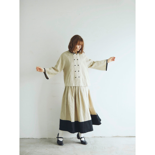 トリプルウォッシュリネン・ダブルボタン・ジャケット/ベージュ