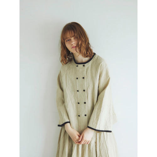 トリプルウォッシュリネン・ダブルボタン・ジャケット/ベージュ