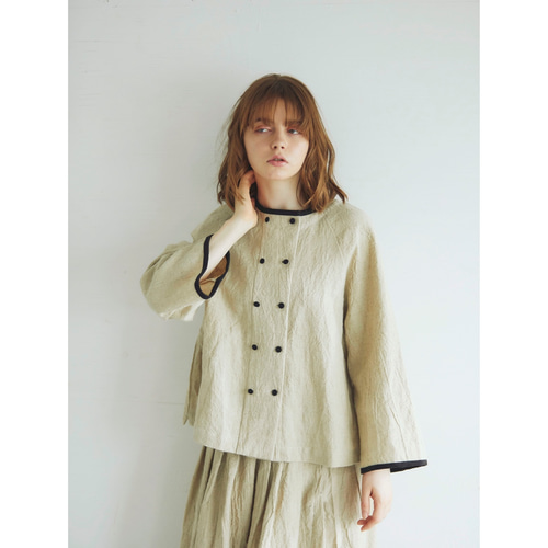 トリプルウォッシュリネン・ダブルボタン・ジャケット/ベージュ