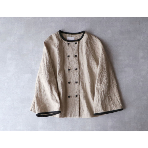 トリプルウォッシュリネン・ダブルボタン・ジャケット/ベージュ