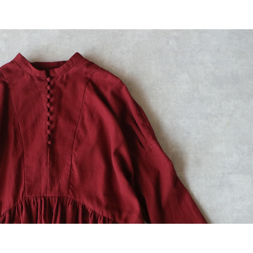 東炊きコットンビエラ・クラシック・ワンピース／カーマイン