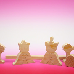 BOU様専用　ヒノキの組み木　猫のお雛様 3枚目の画像