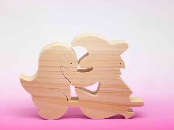 送料無料　木のおもちゃ　動物組み木　魔女とオバケ（ハロウィン） 1枚目の画像