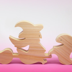 送料無料　木のおもちゃ　動物組み木　魔女とオバケ（ハロウィン） 2枚目の画像