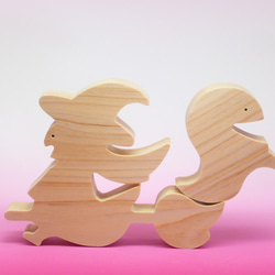 送料無料　木のおもちゃ　動物組み木　魔女とオバケ（ハロウィン） 3枚目の画像