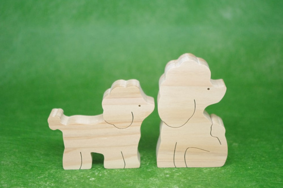 送料無料　木のおもちゃ　動物組み木　仲良しプードル 2枚目の画像