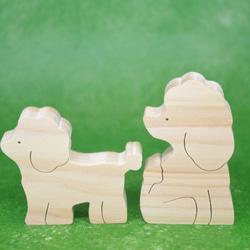 送料無料　木のおもちゃ　動物組み木　仲良しプードル 3枚目の画像