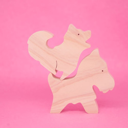 送料無料　木のおもちゃ　動物組み木 シュナウザーとスピッツ 4枚目の画像