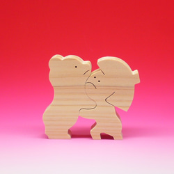 送料無料　木のおもちゃ　動物組み木 クマと金太郎  五月人形　子供の日　端午の節句 3枚目の画像