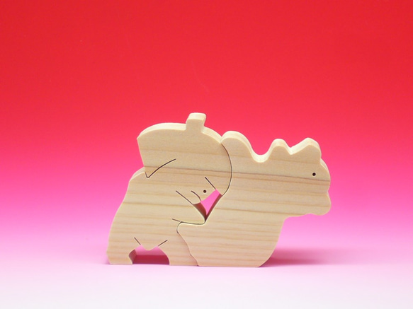 送料無料　木のおもちゃ　動物組み木 クマと金太郎  五月人形　子供の日　端午の節句 4枚目の画像