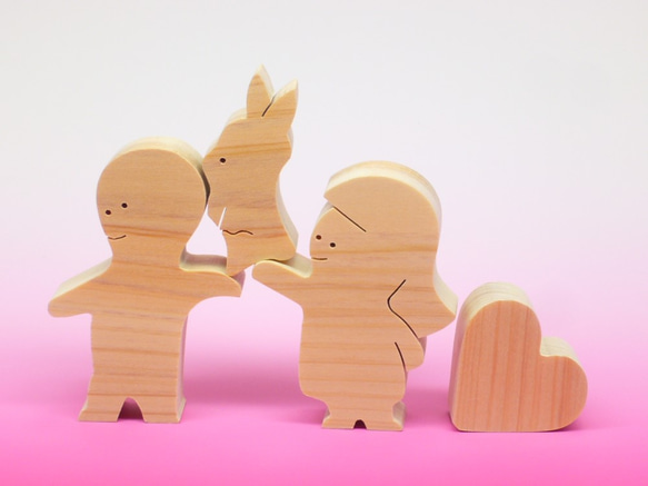 送料無料　木のおもちゃ　動物組み木　夫婦とうさぎ 4枚目の画像
