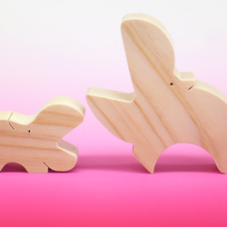 送料無料　木のおもちゃ　動物組み木　カバの親子 2枚目の画像