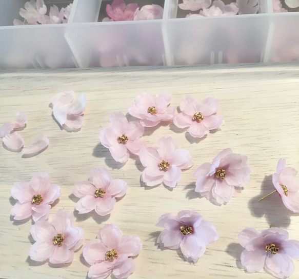 ［布花］春桜3wayピアス(パールキャッチ付き） 6枚目の画像