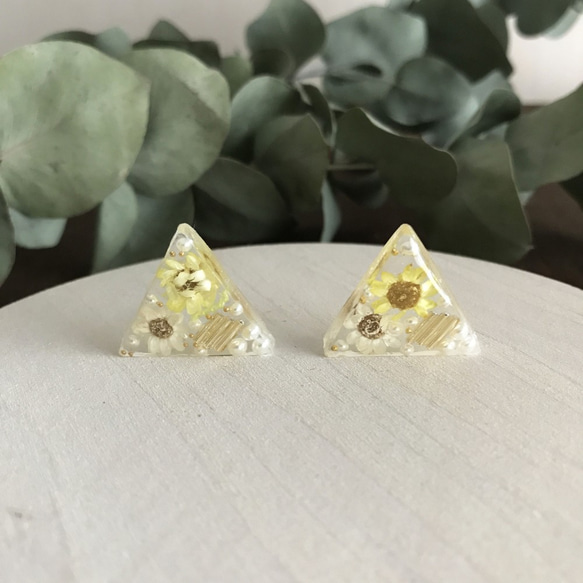 【ピアス or イヤリング】▲サンカク YELLOW △U-06 1枚目の画像