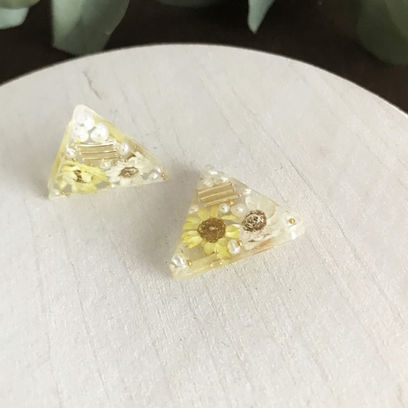 【ピアス or イヤリング】▲サンカク YELLOW △U-06 2枚目の画像