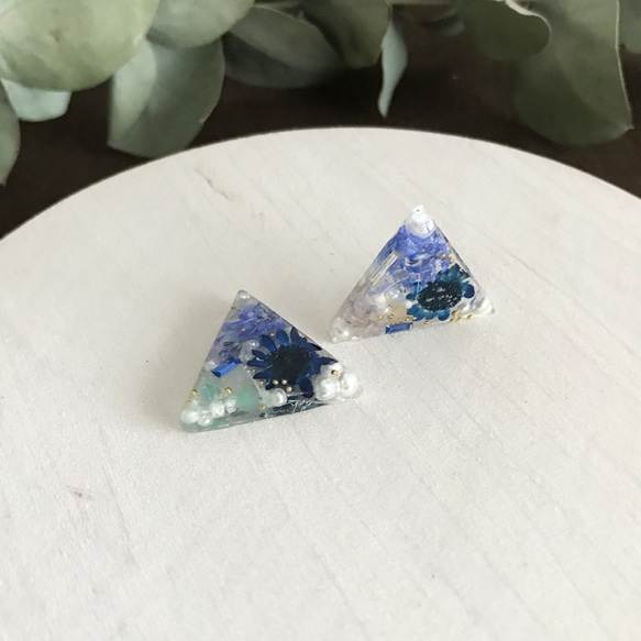 【ピアス or イヤリング】▲サンカク BLUE △U-07 2枚目の画像