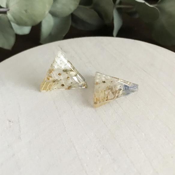 【ピアス or イヤリング】▲サンカク White △U-08 2枚目の画像