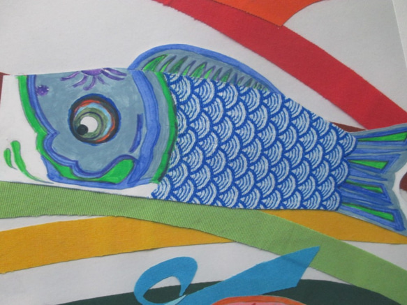 アート　鯉のぼり   A4フレーム付 3枚目の画像