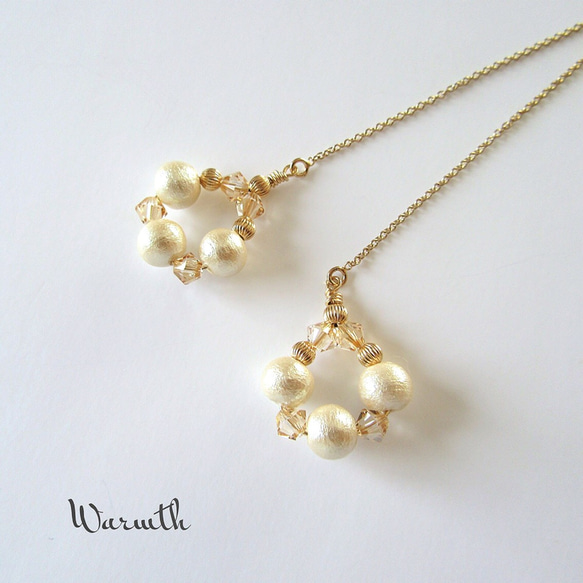 14kgf/cotton pearl＆swarovski 【American pierce】 2枚目の画像