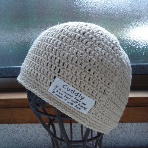 オーダー受付中☆春夏用ニット帽子♡ 布タグ付き コットン ニット帽  