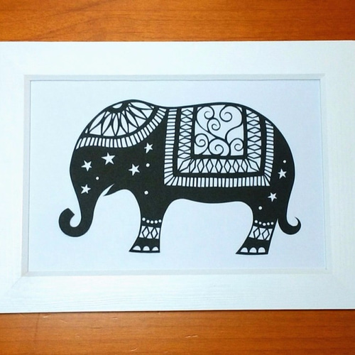 インド象　切絵　額装 インド象 切絵 額装の通販 by Collector shop｜ラクマ