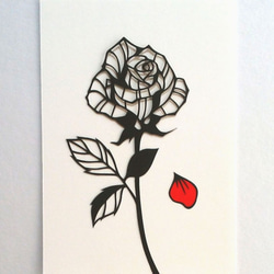 アート　切り絵　薔薇一輪　額付き 切り絵L判：一輪のバラ 切り絵 hana 通販 5339761｜Creema(クリーマ