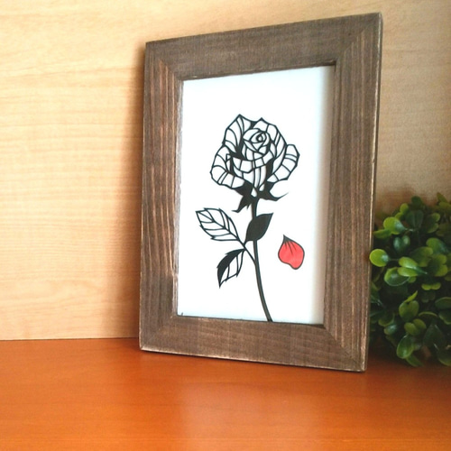 切り絵L判：一輪のバラ 切り絵 hana 通販 5339761｜Creema(クリーマ