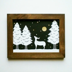 切り絵：雪と星のふる夜 1枚目の画像