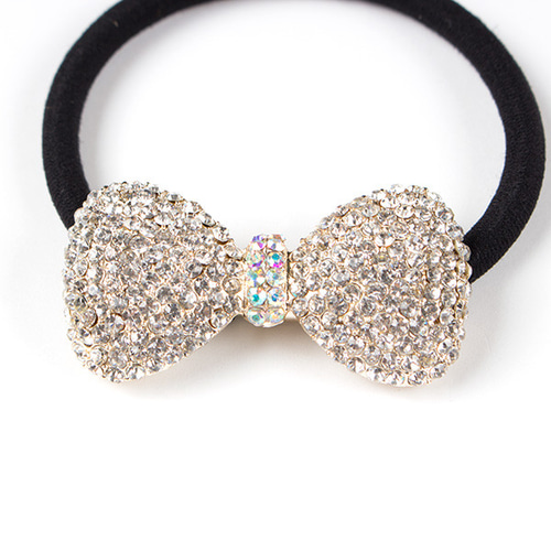 ヘアアクセサリー キラキラストーンリボンのヘアゴム A ch-131219-2