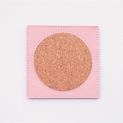 ✻ 牛革 × コルク ✻ 水分シミの事を考えたオリジナルデザイン ・ コースター ✻　桜ピンク色　　✻⑥✻ 3枚目の画像