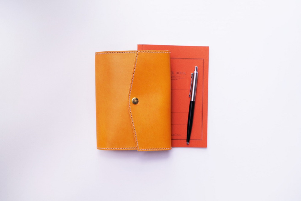 ほぼ日 対応　A6　文庫本サイズ　オリジナル　手帳カバー　牛革　濃キャメルオレンジ　⑮