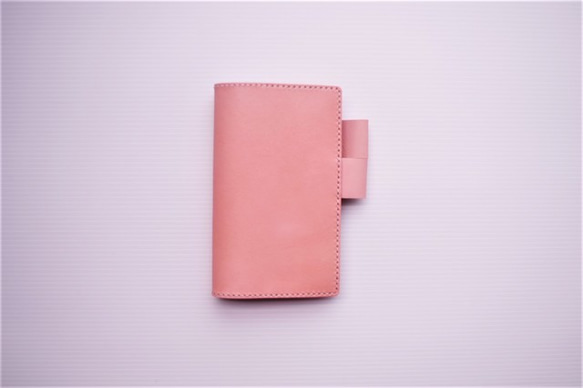 『　税務手帳カバー　』　✻　牛革　✻　桜ピンク色　✻　バタフライストッパー式 2枚目の画像
