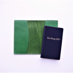 『　税務手帳カバー　』　✻　牛革　森林グリーン色　✻ 2枚目の画像