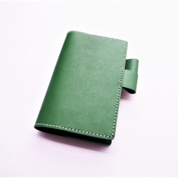 『　税務手帳カバー　』　✻　牛革　✻　森林グリーン色　✻　バタフライストッパー式 3枚目の画像