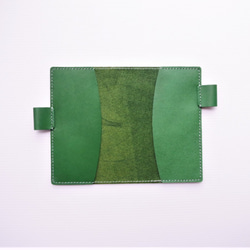 『　税務手帳カバー　』　✻　牛革　✻　森林グリーン色　✻　バタフライストッパー式 4枚目の画像
