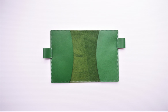 『　税務手帳カバー　』　✻　牛革　✻　森林グリーン色　✻　バタフライストッパー式 4枚目の画像