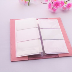 ✻ カードケースカバー ✻　３段６０枚収納カードケースつき　✻　牛革　✻　桜ピンク　✻　⑨ 2枚目の画像